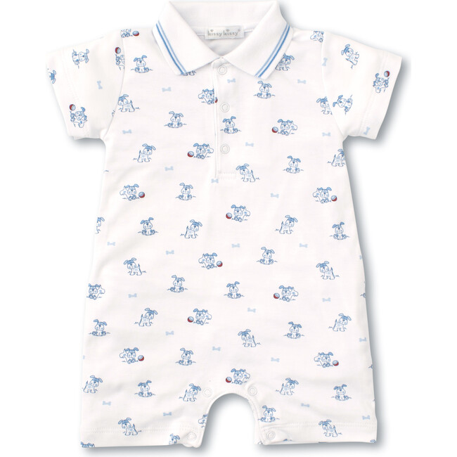 Playtime Pups Short Collar Playsuit, Blue - Onesies - 1