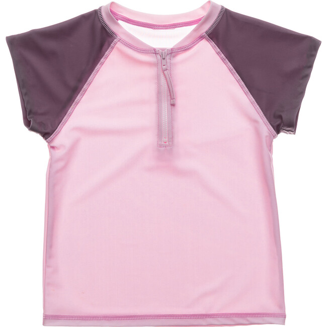 Pink Grey Sleeve 1/2 Zip Short Sleeve Rash Top