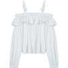 Strappy Babydoll Top, White - Blouses - 1 - thumbnail