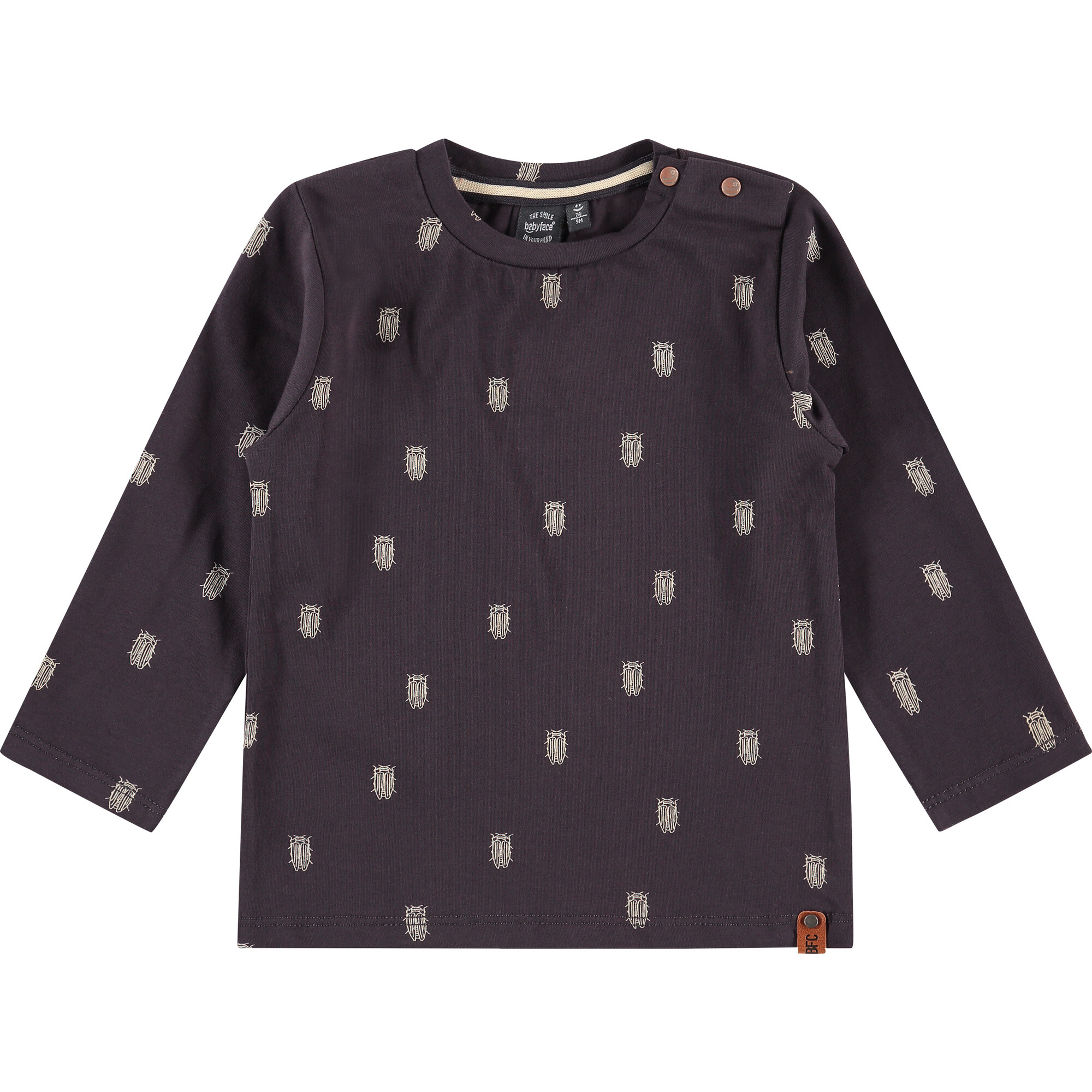 Printed Long Sleeve Shirt, Mocha - Shirts - 1