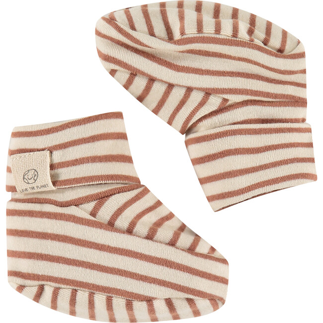 Baby Striped Booties, Mocha