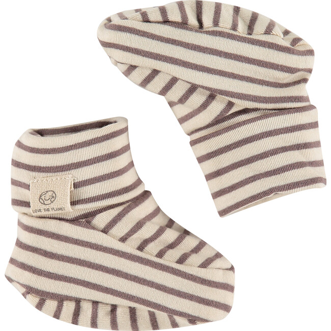 Baby Striped Booties, Earth