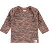 Knit Animal Print Long Sleeve Shirt, Mocha - Shirts - 1 - thumbnail