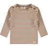 Knit Striped Long Sleeve Shirt, Mocha - Shirts - 1 - thumbnail