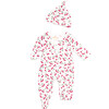 Vintage Cherries Onesie & Hat, Red - Pajamas - 1 - thumbnail