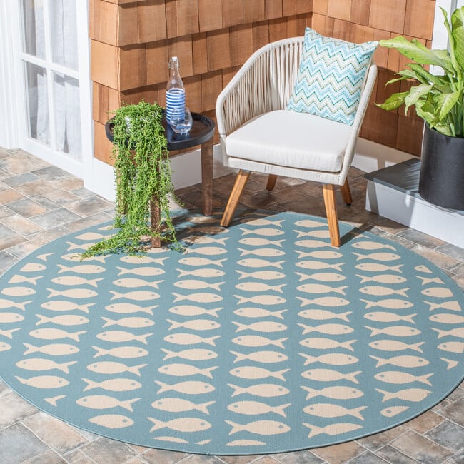 Courtyard Dory Indoor/Outdoor Rug, Light Blue - Rugs - 7