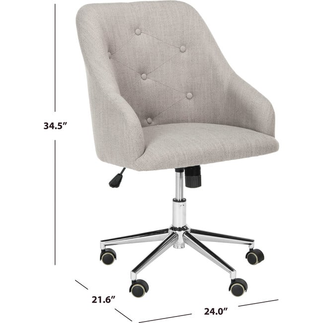 Evelynn Tufted Swivel Chair, Grey - Desk Chairs - 6