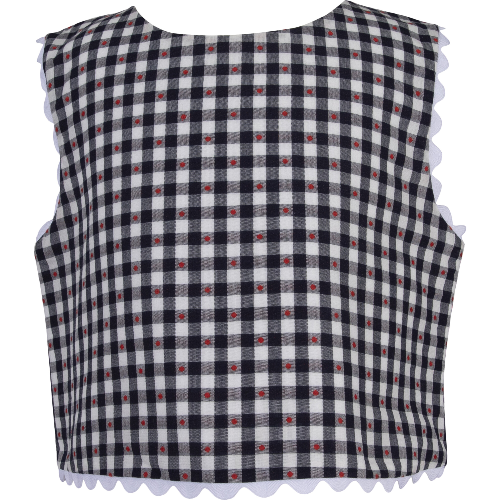 Audrey Crop Top, Navy Gingham - Blouses - 1