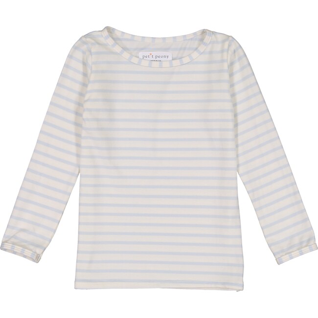 Striped Long Sleeve Shirt, Blue - Tees - 1