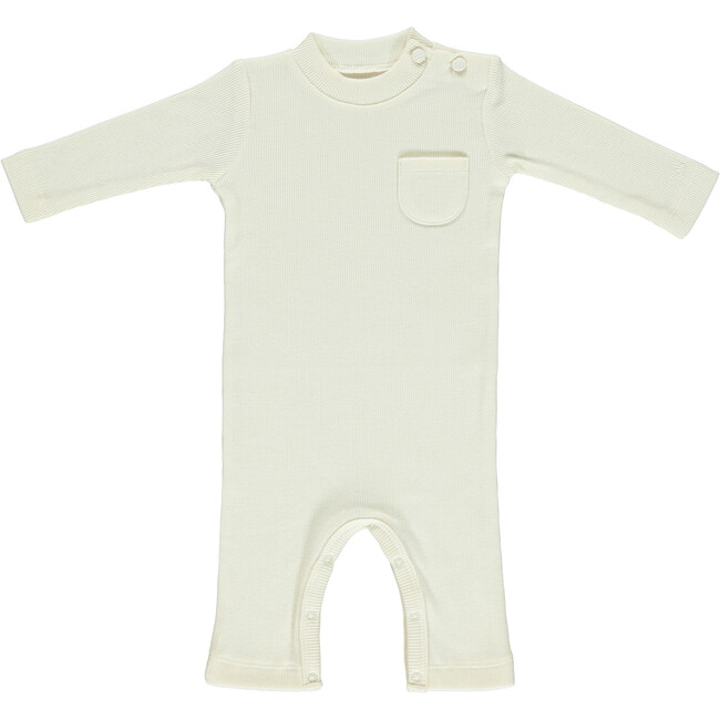 Organic Bebe Overalls, Ecru - Overalls - 1