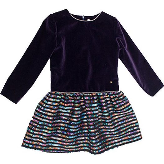 Jude Velvet Stripe Dress, Purple - Dresses - 1