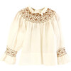 Frida Smock Blouse, White & Rust - Blouses - 1 - thumbnail