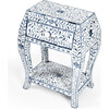 Trubadur Bone Inlay Side Table, Blue/White - Accent Tables - 1 - thumbnail