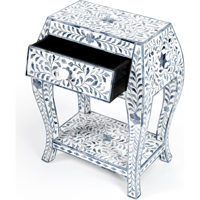 Trubadur Bone Inlay Side Table, Blue/White - Accent Tables - 3