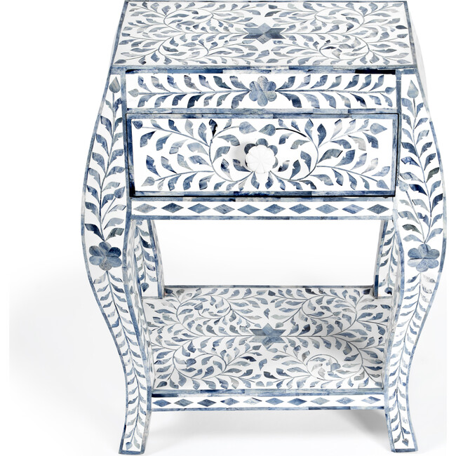 Trubadur Bone Inlay Side Table, Blue/White - Accent Tables - 4