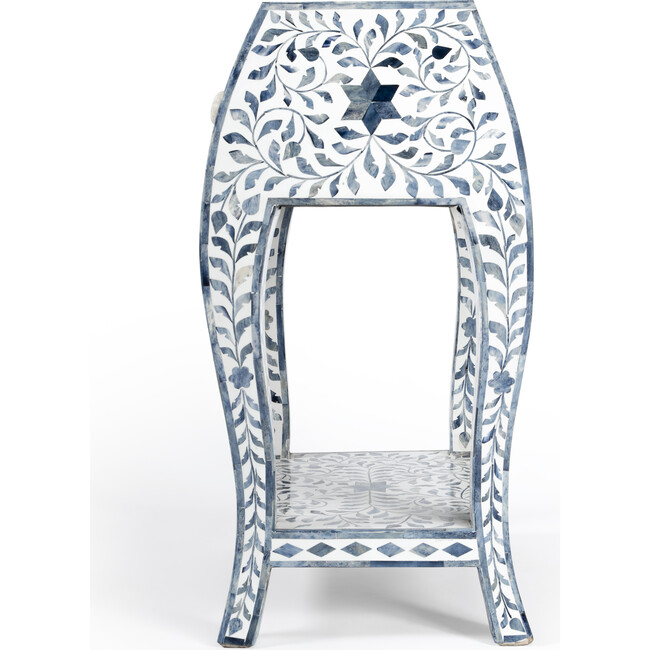 Trubadur Bone Inlay Side Table, Blue/White - Accent Tables - 6