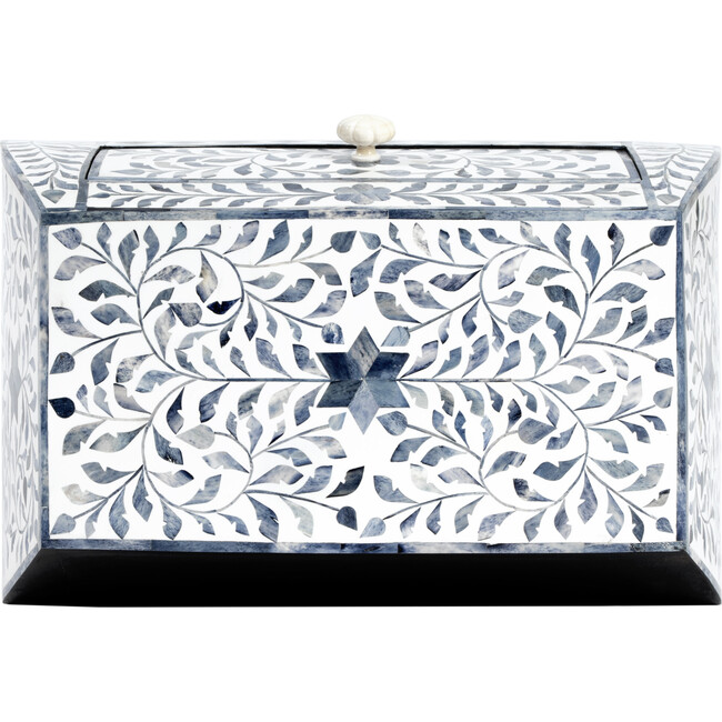 Trubadur Bone Inlay Side Table, Blue/White - Accent Tables - 8
