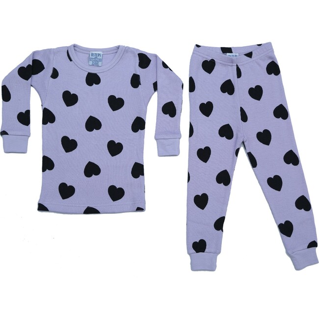 Pajama Set, Lilac & Black Hearts