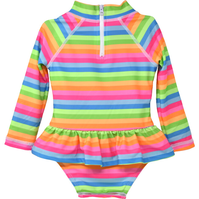 Alissa Infant Ruffle Rash Guard Swimsuit, Nest Stripe - One Pieces - 2