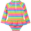 Alissa Infant Ruffle Rash Guard Swimsuit, Nest Stripe - One Pieces - 2 - thumbnail