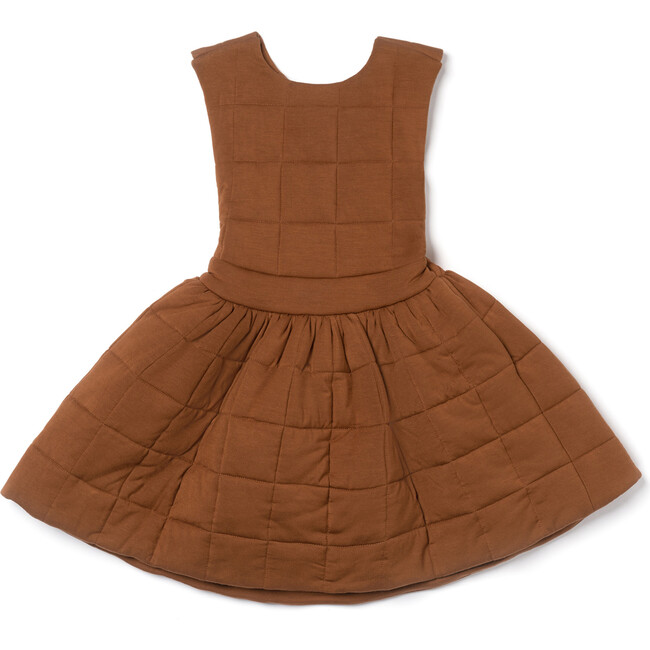 Quilted Pinafore Dress, Brown - Dresses - 1