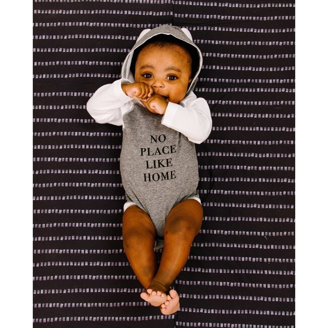 No Place Like Home Long Sleeve Bodysuit, Grey/White - Onesies - 2