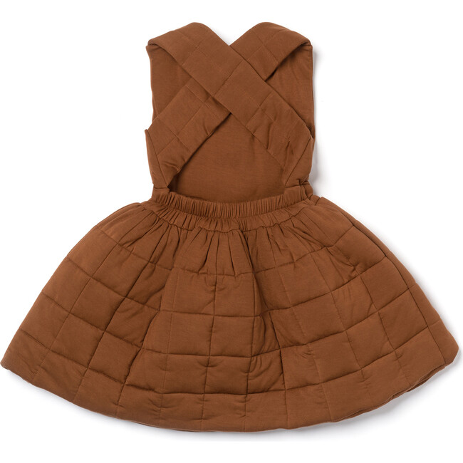 Quilted Pinafore Dress, Brown - Dresses - 4