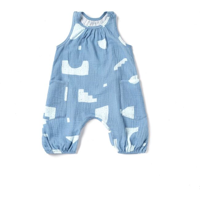 Baby Racerback Gauze Romper, Blue - Rompers - 1