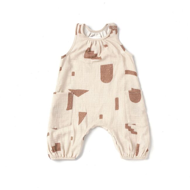 Baby Racerback Gauze Romper, Cream - Rompers - 1