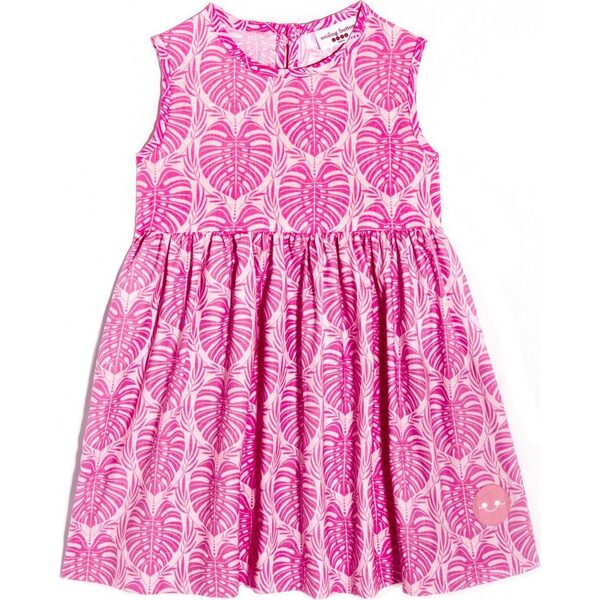 Pinny Dress, Pink Palm Palm - Smiling Button Dresses | Maisonette