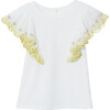 Anne Flare Sleeve Embroidery T-Shirt, White - Tees - 1 - thumbnail