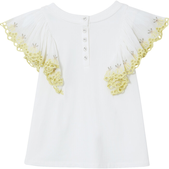 Anne Flare Sleeve Embroidery T-Shirt, White