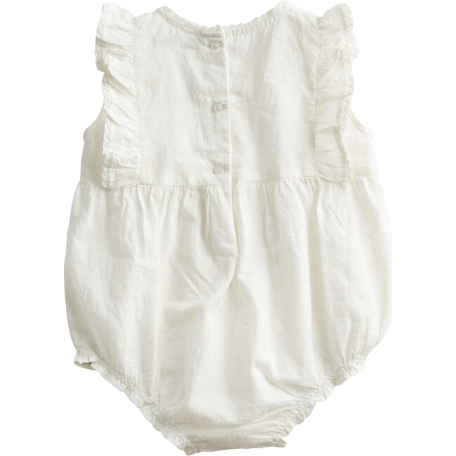 Flutter Sleeve Romper, Ecru - Rompers - 4