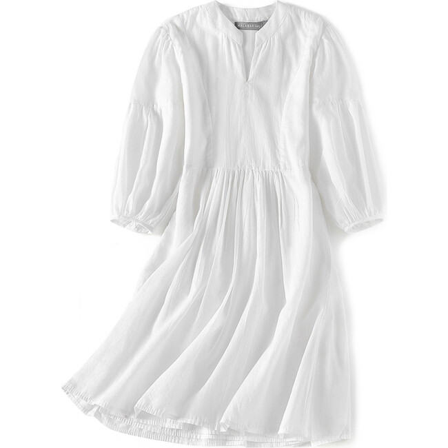 Brush-Stroked Bohemian Dress, White