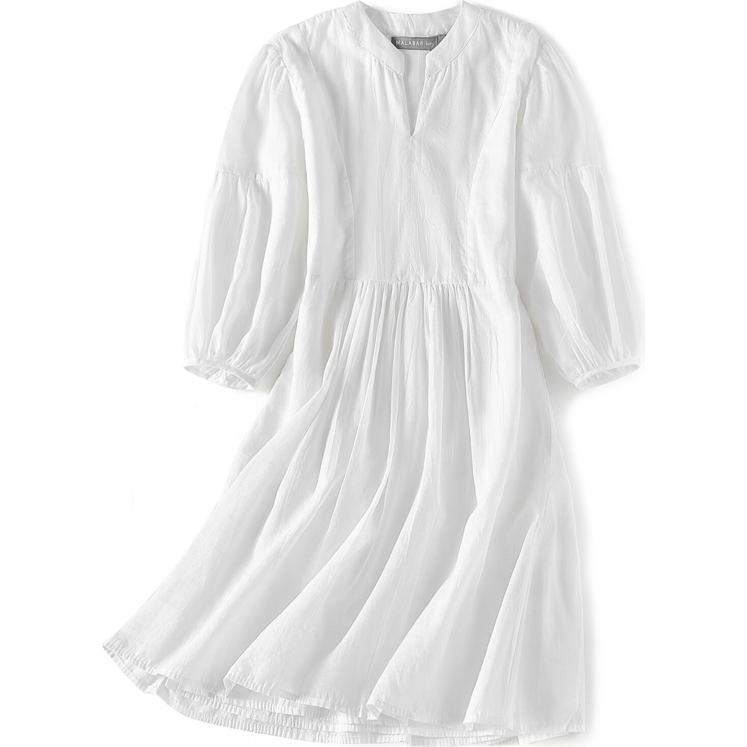 Brush-Stroked Bohemian Dress, White - Dresses - 1