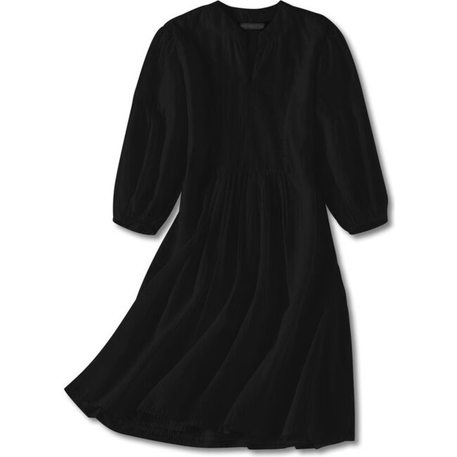 Brush-Stroked Bohemian Dress, Black