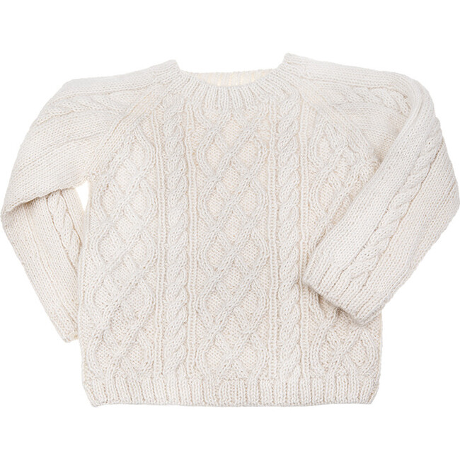 Cable Knit Sweater, Cream - Sweaters - 1