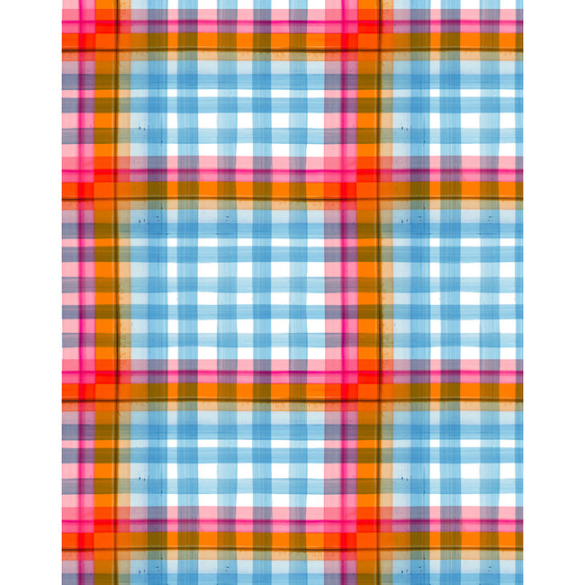Carly Home Plaid Plaid Traditional Wallpaper, Aqua - Wallpaper - 1