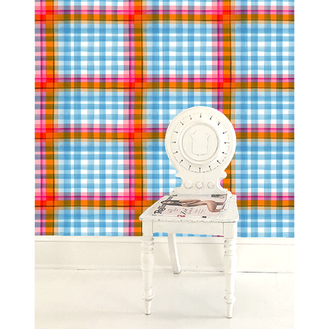 Carly Home Plaid Plaid Traditional Wallpaper, Aqua - Wallpaper - 2