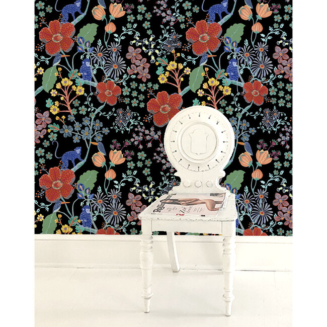 Carly Home Monkey Garden Removable Wallpaper, Black Multi - Wallpaper - 2