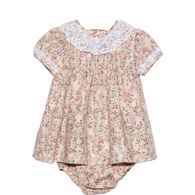 Pink Floral Jaretas Lace Collar Dress - Dresses - 1