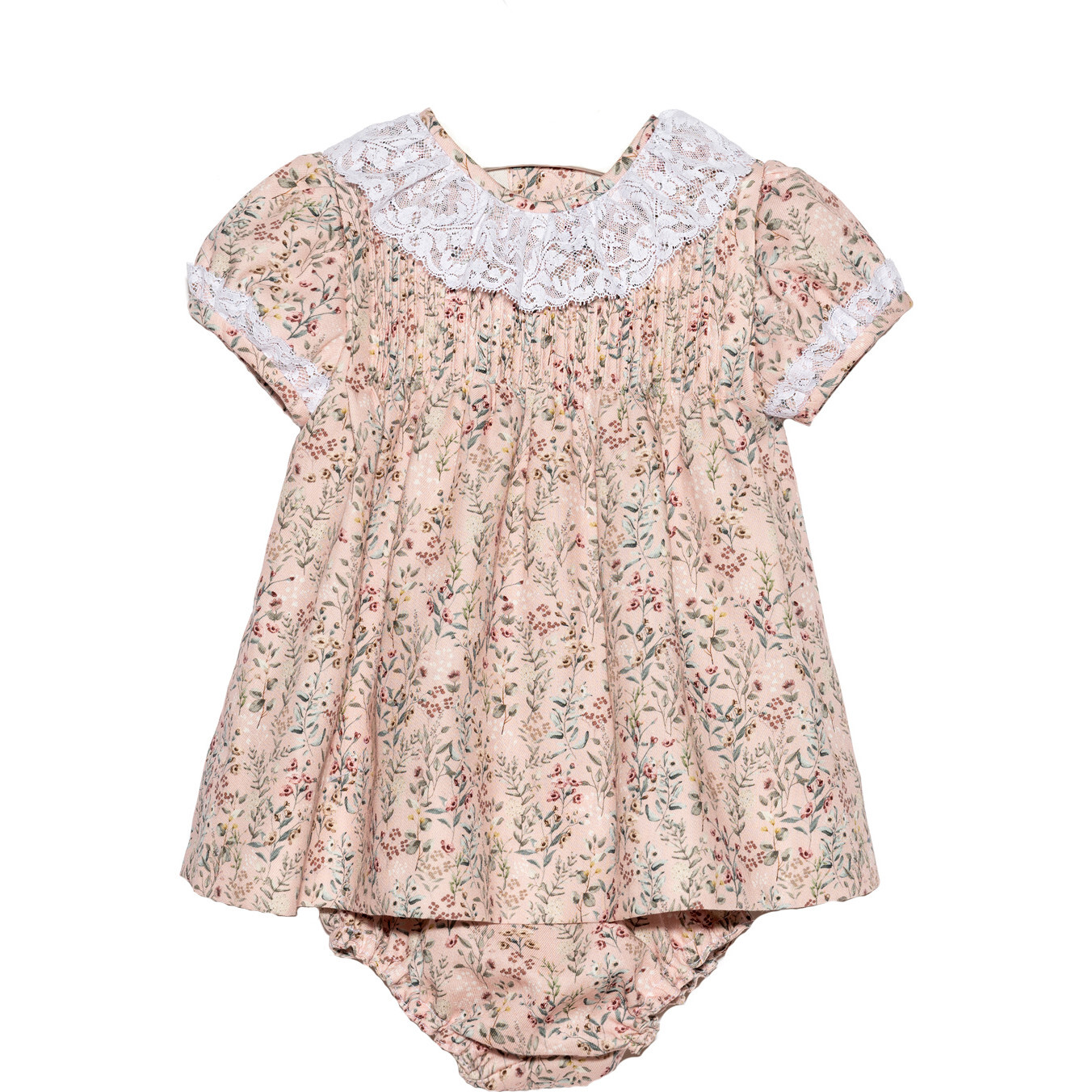 Pink Floral Jaretas Lace Collar Dress - Dresses - 1