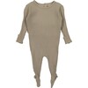 Ribbed Snap Romper, Taupe - Rompers - 1 - thumbnail