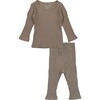 Ribbed Tee & Leggings Bundle, Taupe - Mixed Apparel Set - 1 - thumbnail