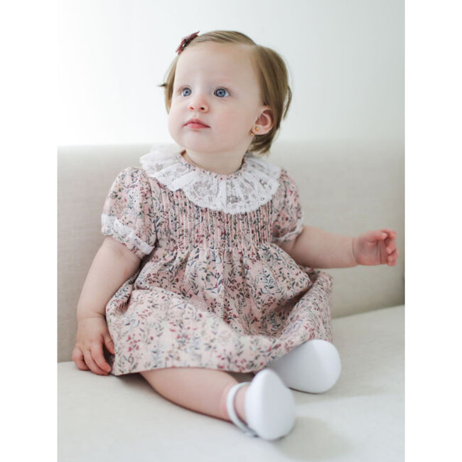 Pink Floral Jaretas Lace Collar Dress - Dresses - 5