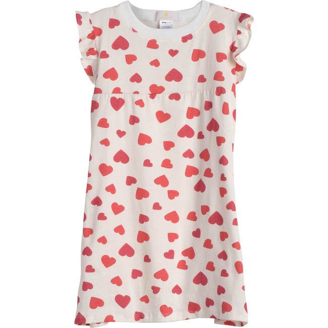 Red Hearts Flutter Sleeve Loungewear Dress - Loungewear - 1