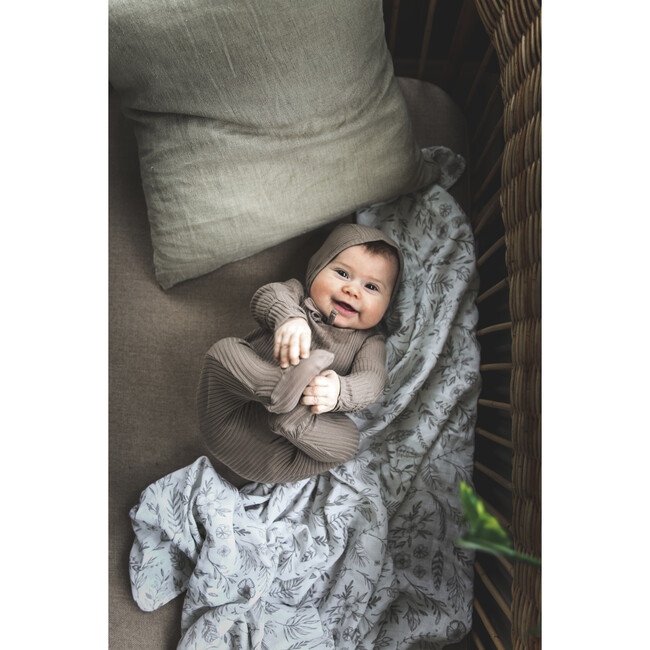 Ribbed Romper & Bonnet Bundle, Taupe - Mixed Apparel Set - 3