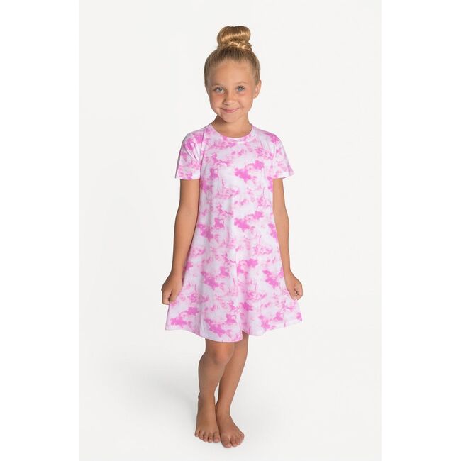 Pink Galaxy Lounge Dress, Pink - Loungewear - 3