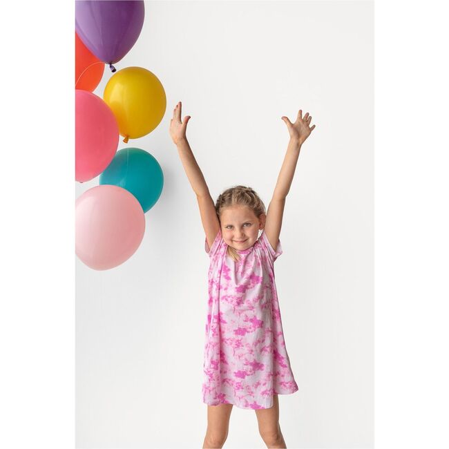 Pink Galaxy Lounge Dress, Pink - Loungewear - 4