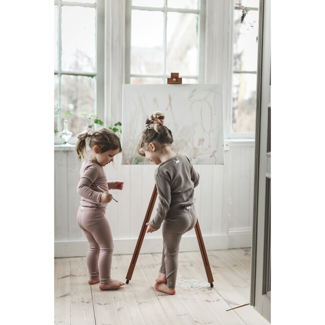 Ribbed Tee & Leggings Bundle, Taupe - Mixed Apparel Set - 3